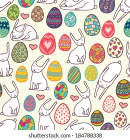 patterned eggs and rabbits seamless pattern