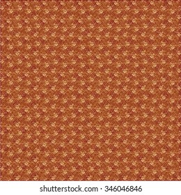 Patterned fabric texture, colored in burgundy and gold. Tapestry background. Vector.