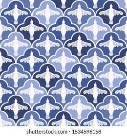 Patterned feather wings birds scallop pattern