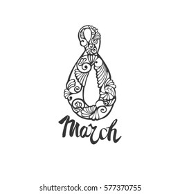 Patterned figure 8 with the letters of March