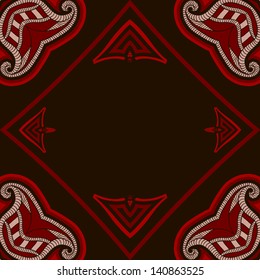 Patterned floor tile in oriental style. Seamless vector background in red and black colors.
