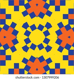 Patterned floor and wall tiles. Modern decor of the traditional encaustic technique. Ceramic decorative tiles. Vintage stars texture.