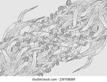 Patterned floral background vector,Moon Orchid Flower Vector on gray gradient background with text. 