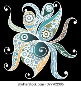 Patterned flower in floral style. Suitable for invitation, flyer, sticker, poster, banner, card,label, cover, web. Vector illustration.