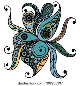 Patterned flower in floral style. Suitable for invitation, flyer, sticker, poster, banner, card,label, cover, web. Vector illustration.