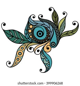 Patterned flower in floral style. Suitable for invitation, flyer, sticker, poster, banner, card,label, cover, web. Vector illustration.