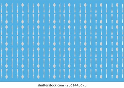 patterned fork, knife and spoon on blue background