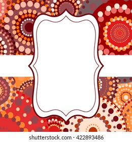 Patterned frame background invitation circular ornament red