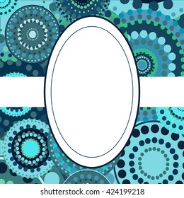Patterned frame background invitation circular ornament blue