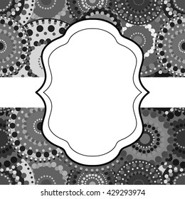 Patterned frame background invitation circular ornament grey bla
