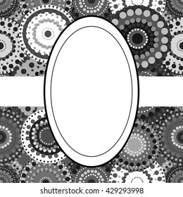 Patterned frame background invitation circular ornament grey bla
