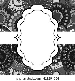 Patterned frame background invitation circular ornament grey bla