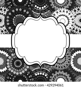 Patterned frame background invitation circular ornament grey bla