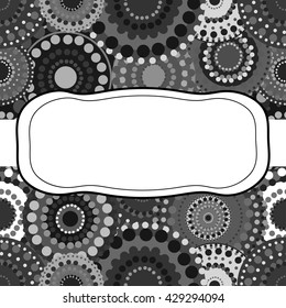 Patterned frame background invitation circular ornament grey bla