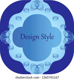 Patterned frame with twisted elements in blue tones