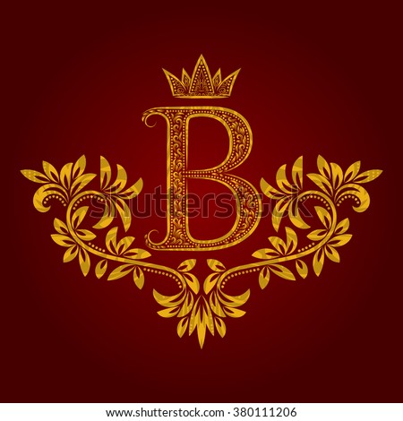 Patterned Golden Letter B Monogram Vintage Stock Vector (Royalty Free ...