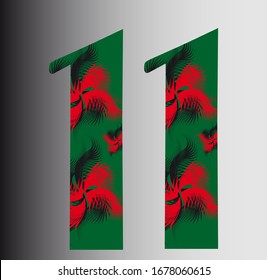 Muster in grüner roter Nummer 11 Logo-Design-Vorlage