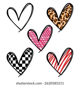Patterned Heart Collection with Leopard and Checkered Designs