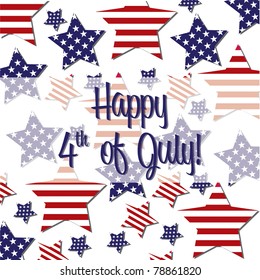 Patterned Independence Day star card in vector format.