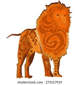 Patterned lion with decorative abstract elements