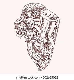 Patterned lion head. EPS10 vector illustration
