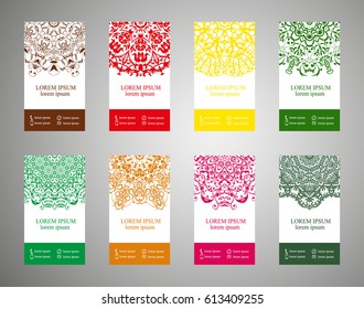 Patterned mandala. Oriental motif. Hand painted texture background. Set of wedding invitations, postcards and openwork Vector EPS 10