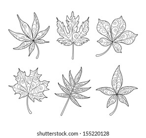 Patterned Maple Leaves in black and white
