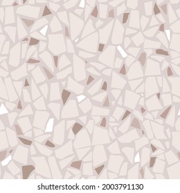 Patterned mosaics stone and terrazzo tiles. Different colored chips  from recycled glass, stone, marble, quartz and granite. Outdoor surface furniture. vintage seamless pattern  in pastel color.