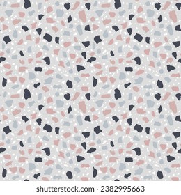 Patterned mosaics stone and terrazzo tiles. Different colored chips  from recycled glass, stone, marble, quartz and granite. Outdoor surface furniture. vintage seamless pattern  in pastel color.