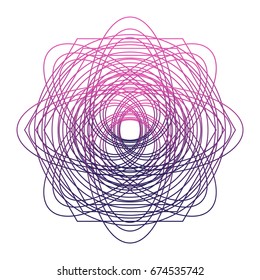 The patterned openwork circle. Flower or snowflake shape. Violet-pink color