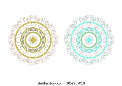 Patterned oriental round mandalas. Symbolic multi-colored images in the form of a circle.