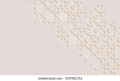 Patterned ornamental stone relief in arabic architectural style of Arabic mosque,Islamic monochrome detail of mosaic