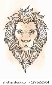 Patterned Ornate Lion Head African Indian Stock Vector (Royalty Free ...