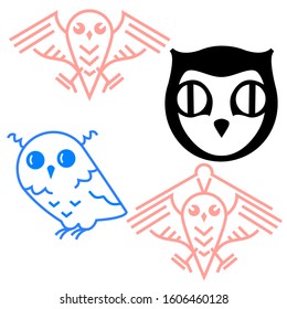 Patterned owl symbols for logos, options