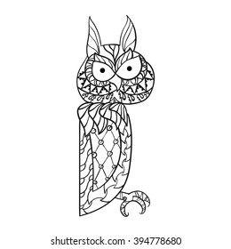 Patterned owl zentangle style