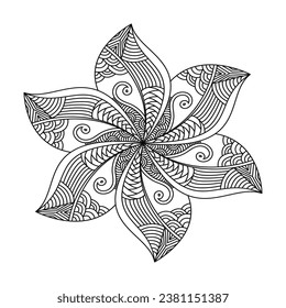 Patterned Peace mandala coloring book page. A vector mandala is a mandala created using vector graphics software. Vector graphics are a type of computer graphics that use geometric shapes.