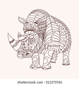 Patterned rhino zentangle style. EPS10 vector illustration