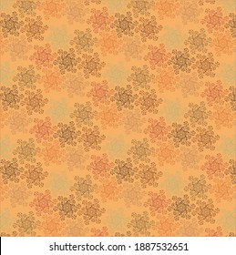 Patterned Seamless Floral Illustration On Orange Stock Vector (Royalty ...