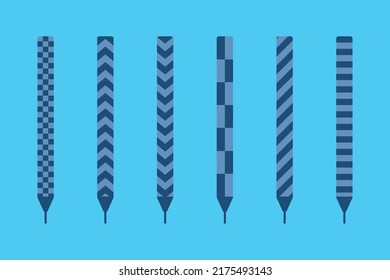 patterned shoelaces pairs icons design modern flat vector illustration