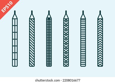 patterned shoelaces pairs icons design modern flat isolated vector illustration