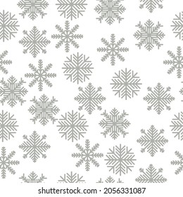 Patterned snowflakes seamless pattern, winter elements on a white background vector illustration