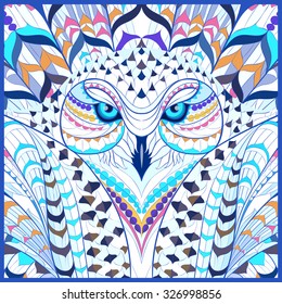 Patterned snowy owl. Indian / totem / tattoo. It may be used for design of a t-shirt, bag, postcard, a poster and so on.  