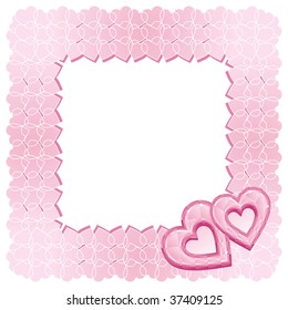 Marco cuadrado con motivos de dos corazones rombo rosados