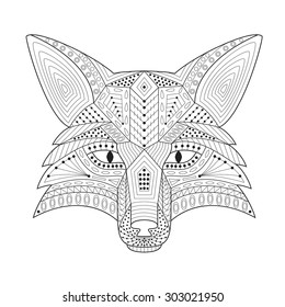 Patterned stylized silhouette of head fox 
