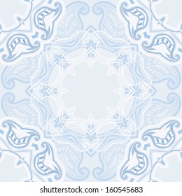 Patterned tile design. Seamless abstract vector design  in light blue and white colors.