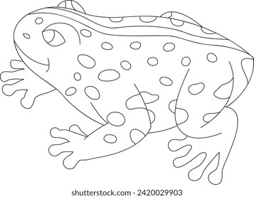 Patterned toad cartoon black and white vector line art coloring page illustration