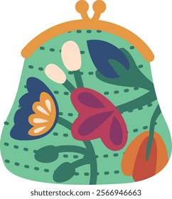 Patterned traditional coin purse vector illustration