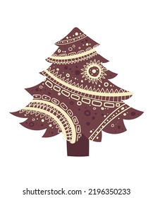 Baummuster Illustration mit geometrischen Ornamenten.
