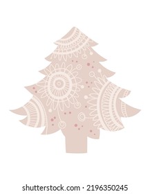 Patterned tree. Illustration with geometric ornament.
