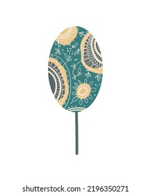 Patterned tree. Illustration with geometric ornament.
